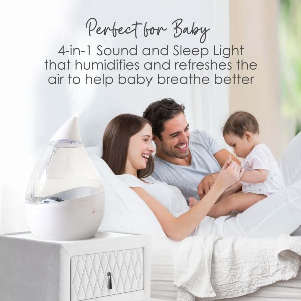 Perfect for baby, the 4-in-1 sound and sleep light that humidifies and refreshes the air to help baby breathe better.