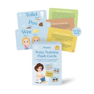 Potette Potty Training Flashcards, containing 9 educational cards to support the potty training process using Baby Sign.